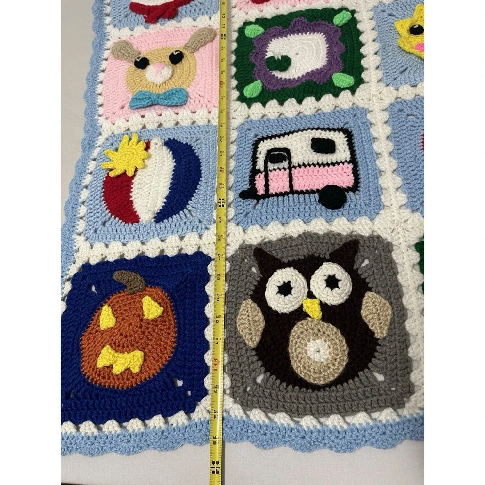 Handmade Crochet‎ Granny Square Blanket Multicolor 35X26